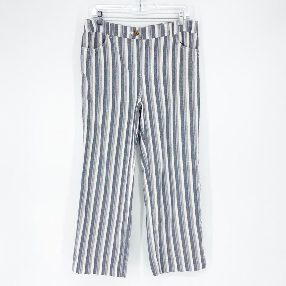 Chico’s High Waist Stripe Cotton Crop Pants Size Medium